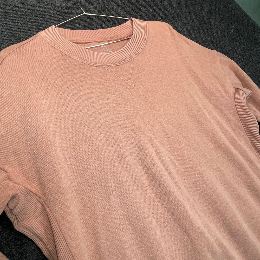 Aerie Sweatshirt Women L Peach Oversized Side Slit Pullover Cozy Soft Layer